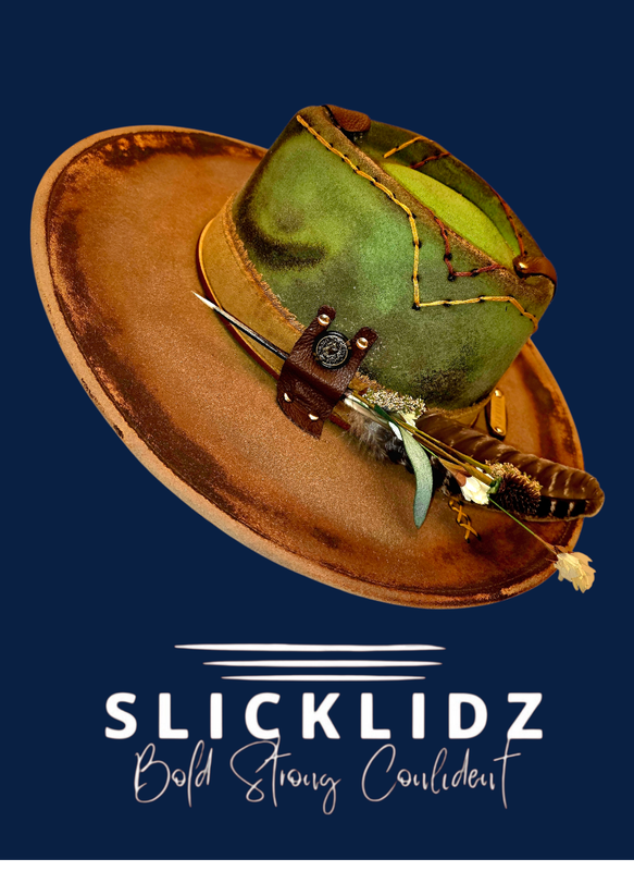 Slicklidz Custom Burned Green Fedora "The Vanguard"