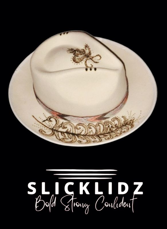 Slicklidz Custom Cream Feather Fedora