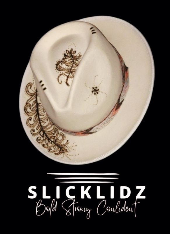 Slicklidz Custom Cream Feather Fedora