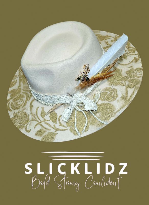Slicklidz Custom Cream/Gold Fedora