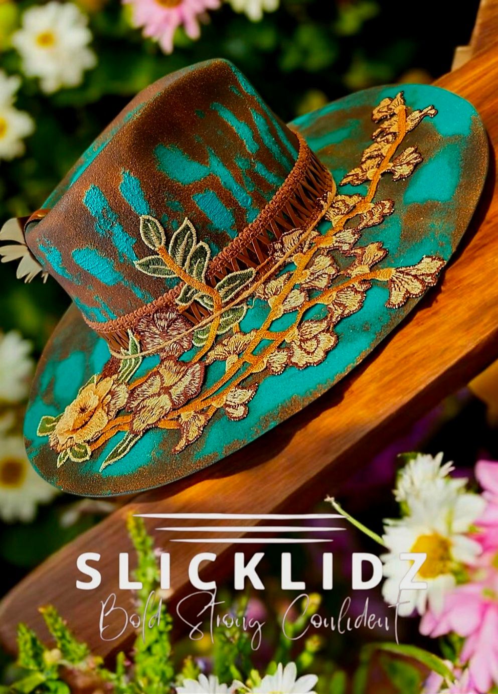 Slicklidz Custom "Emerald Prairie Bloom" Fedora