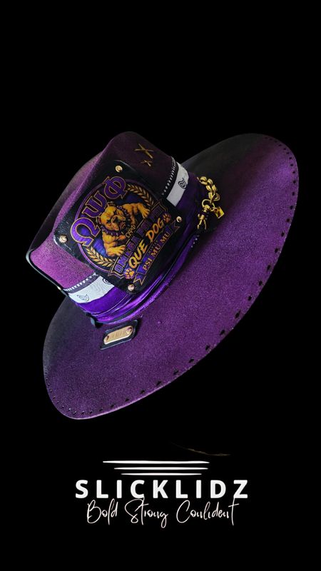 Slicklidz Custom Omega Psi Phi Fedora One-of-a-Kind "Omega Iron"
