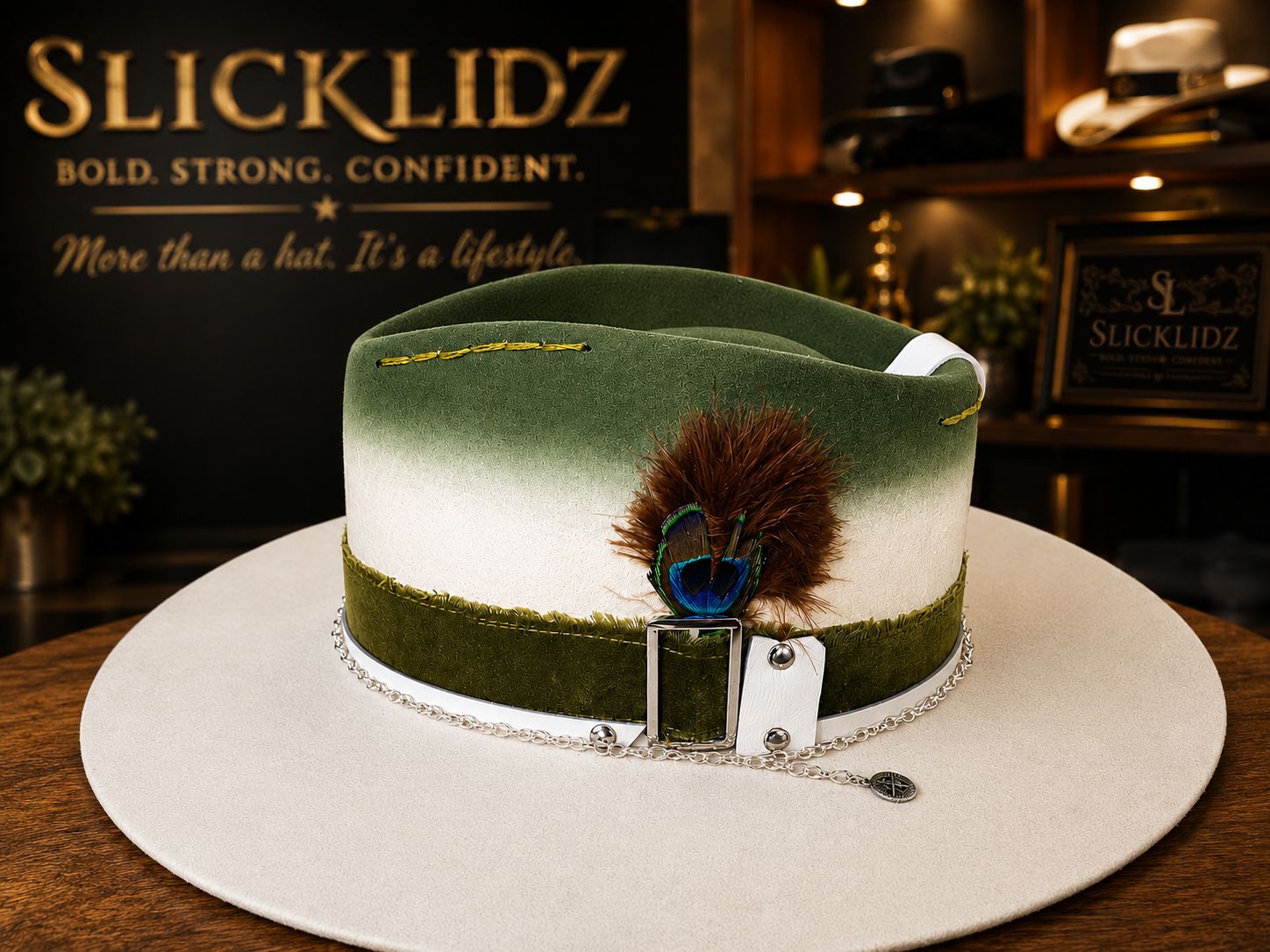 Slicklidz Custom Olive Wedding Fedora