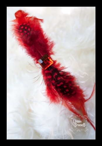 Feathered Red Headband