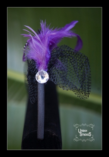 Vintage Veil Feather Headband Purple