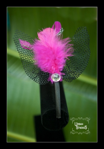 Vintage Veil Feather Headband Pink