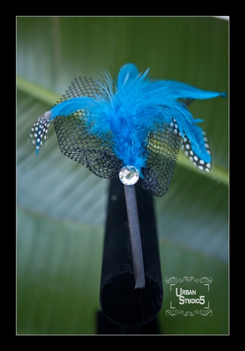 Vintage Veil Feather Headband Turquoise