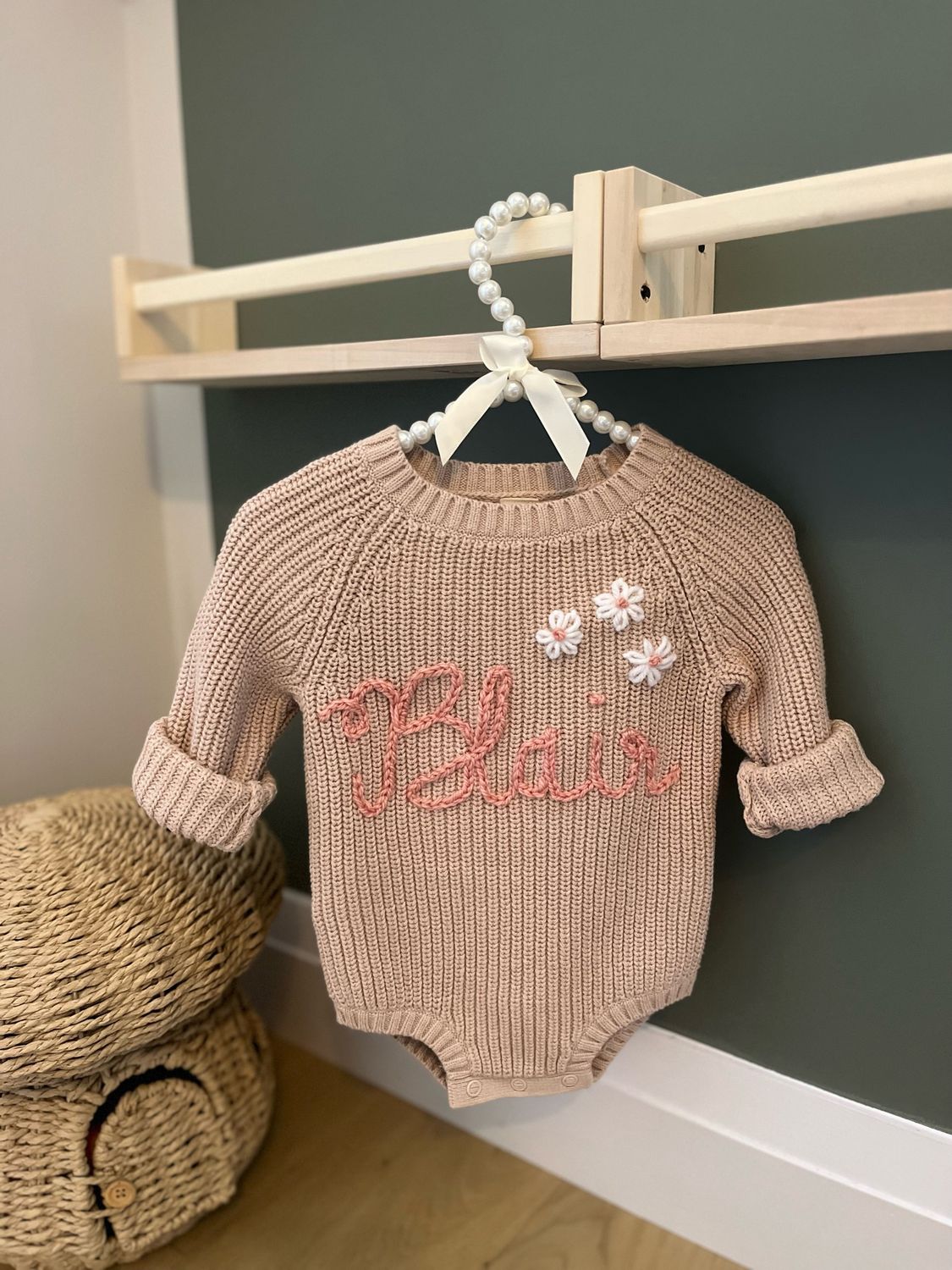 Hand Knitted Personalized Baby Name Bodysuit Sweater