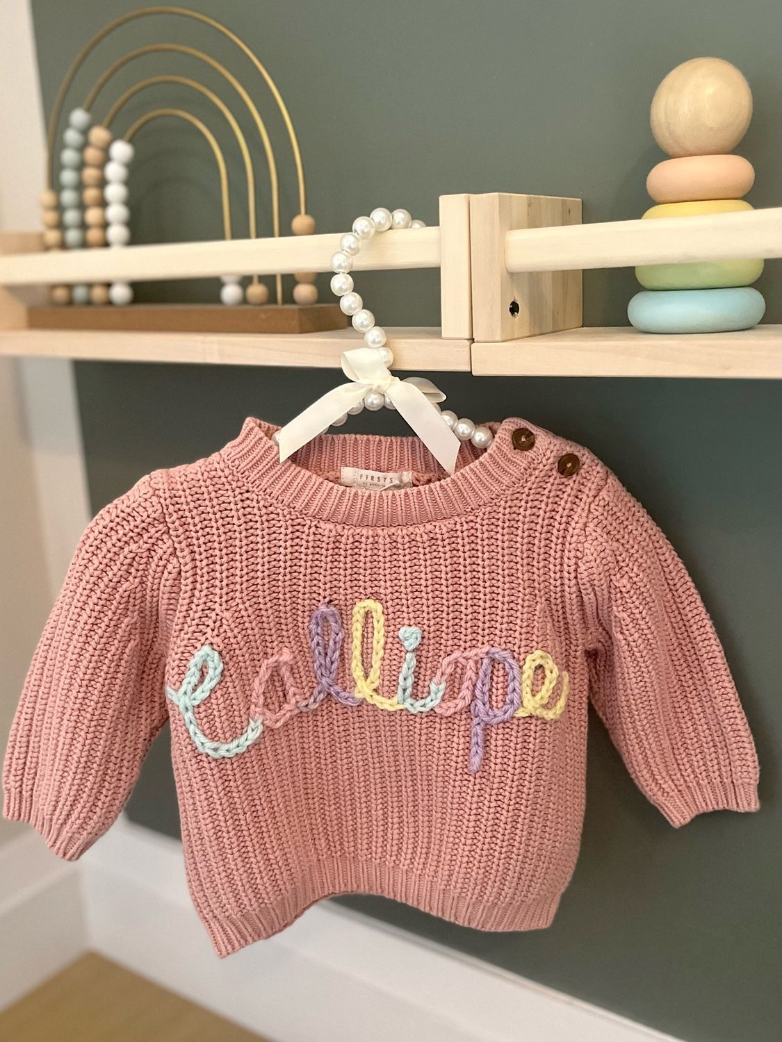 Hand Knitted Personalized Baby Name Pullover Sweater