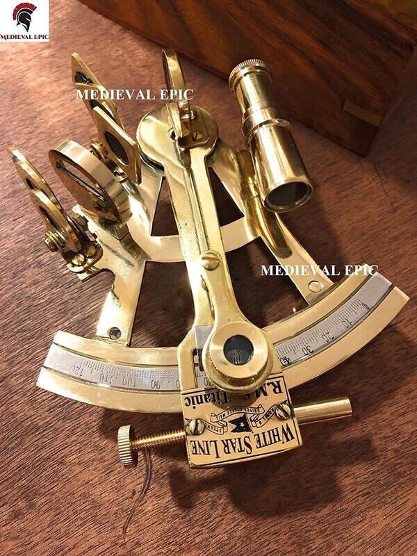 5&quot; Brass White Star Line Solid Brass Sextant W/Box