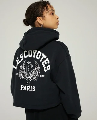 Les Coyotes de Paris meisjes Sweater Cropped artwork zwart