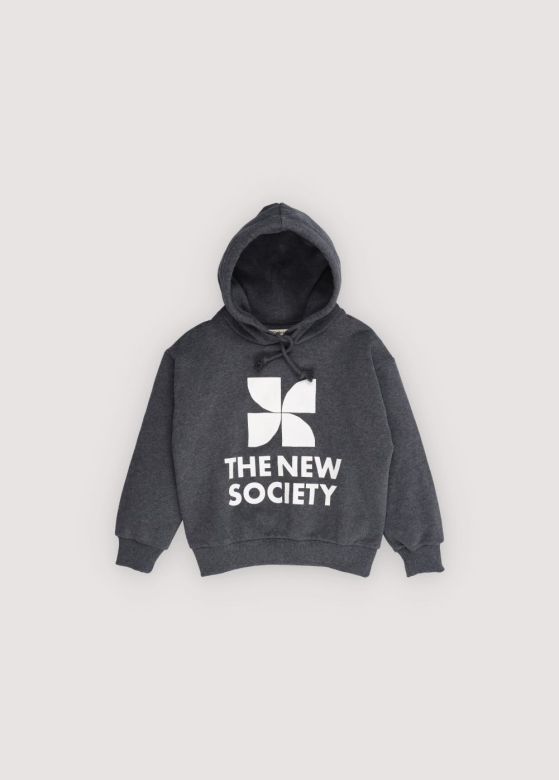 The New Society TNS logo Hood sweat antraciet The New Society TNS logo Hood sweat antraciet