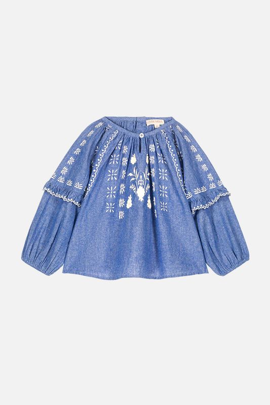 Louise Micha Irisa Blouse blauw Louise Micha Irisa Blouse blauw