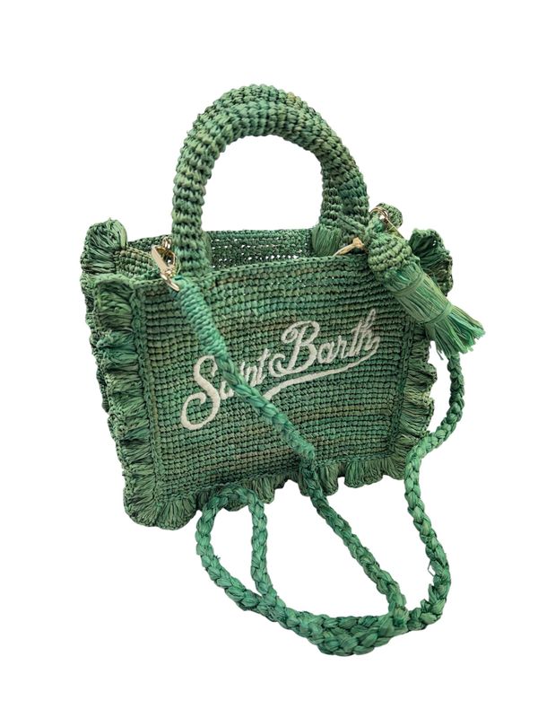Saint Barth tas Raffia volant groen