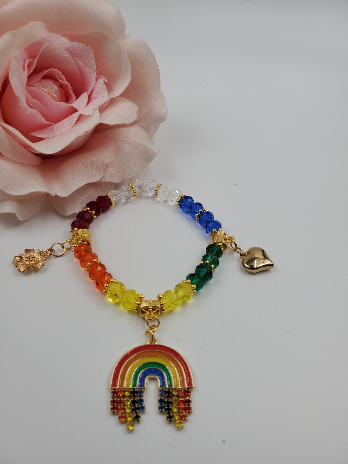 Pride  🌈  " Heart w/Stones" Bracelet