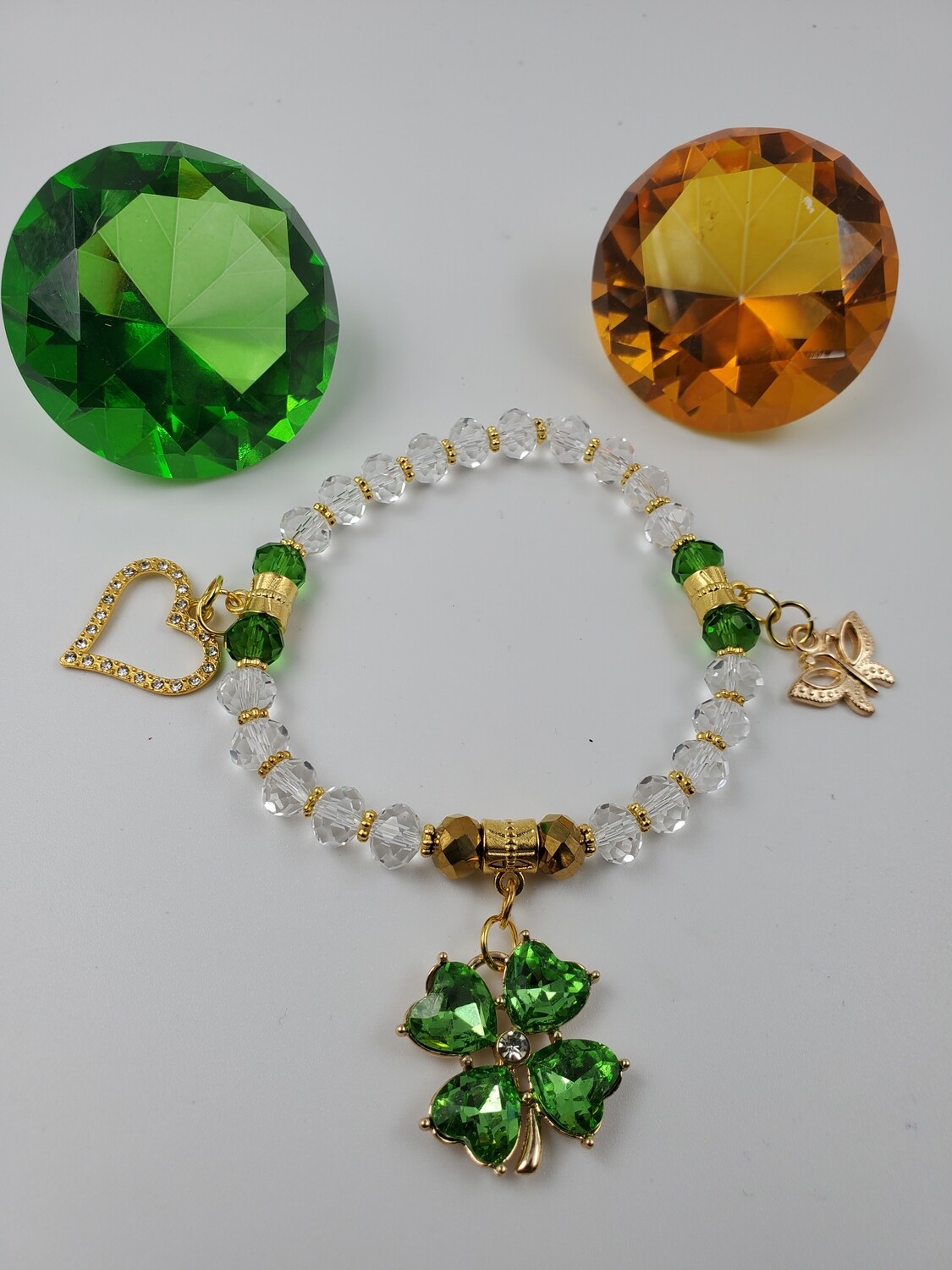 Bracelet " 4 leaf Lucky Green Clover"