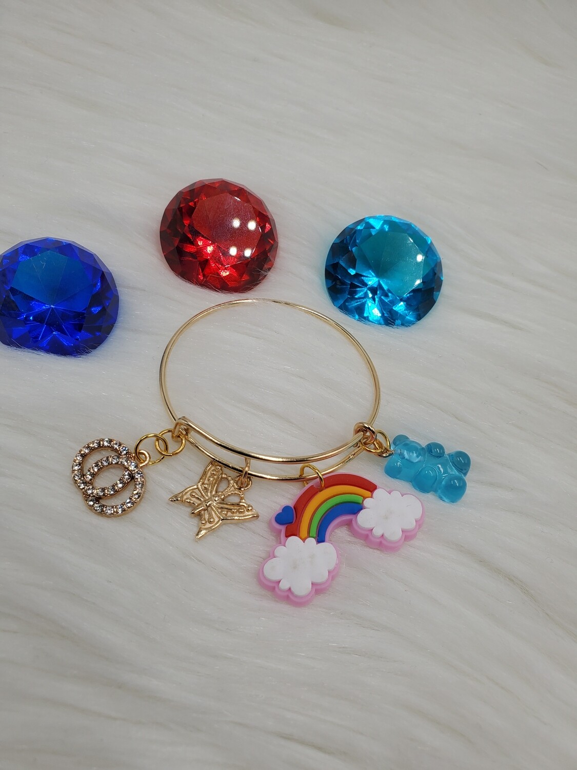 Lil Diva " Rainbow Blue Bear" Bracelet