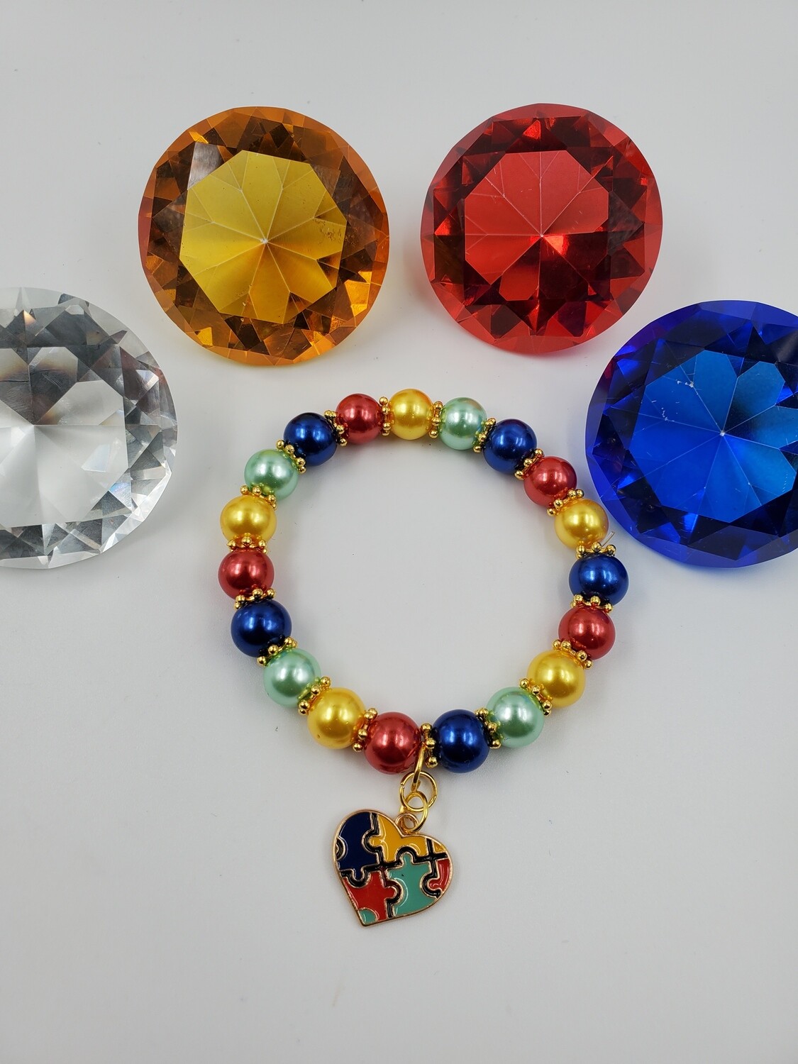 Autism: Colored Pearls Bracelet Gold