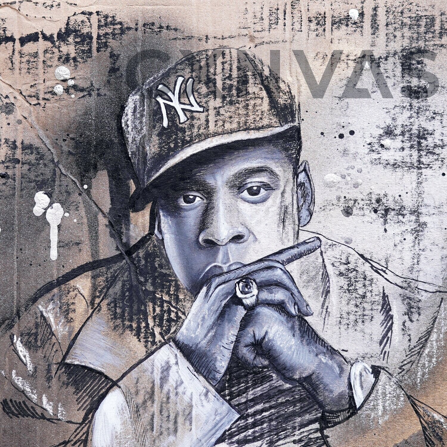 Jay Z- Mix Media Original Art Print