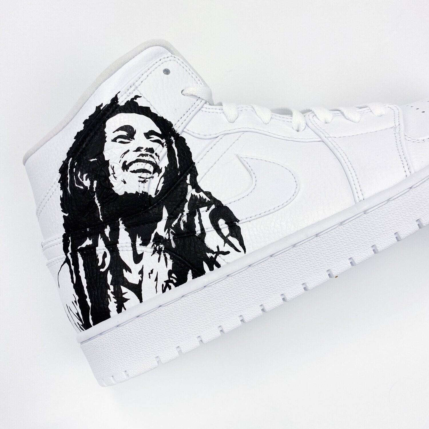 Hand painted Monochrome Bob Marley Jordans