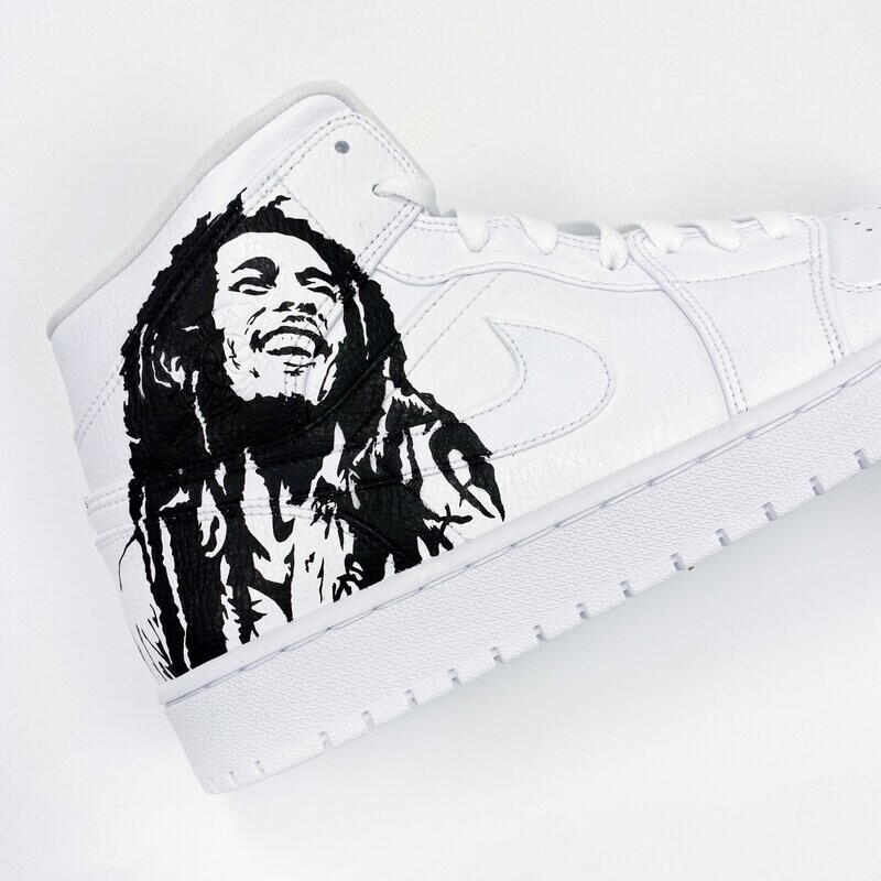 Hand painted Monochrome Bob Marley Jordans