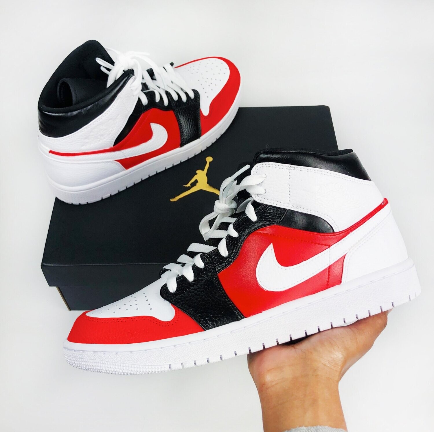 Hand Painted Jordan Colourway- Red, Black