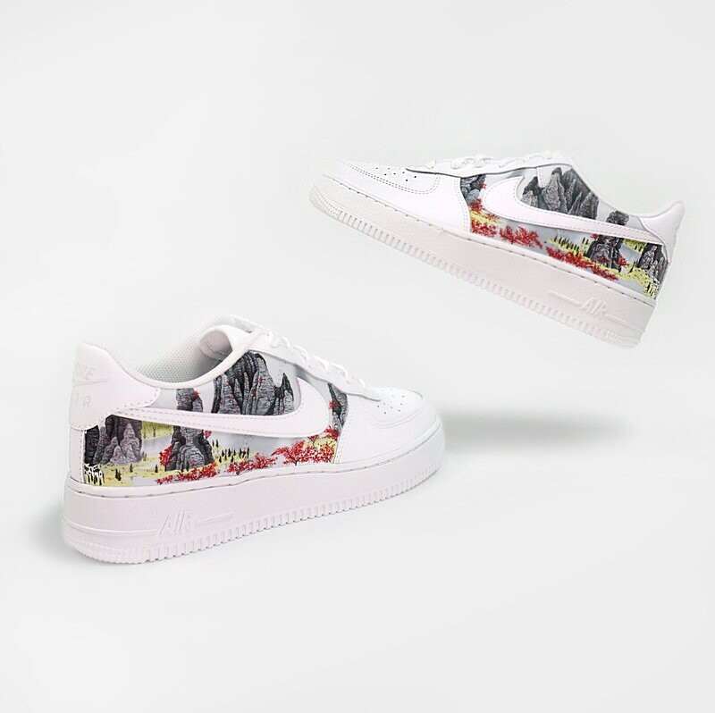Custom Painted Oriental Landscape Air Force 1