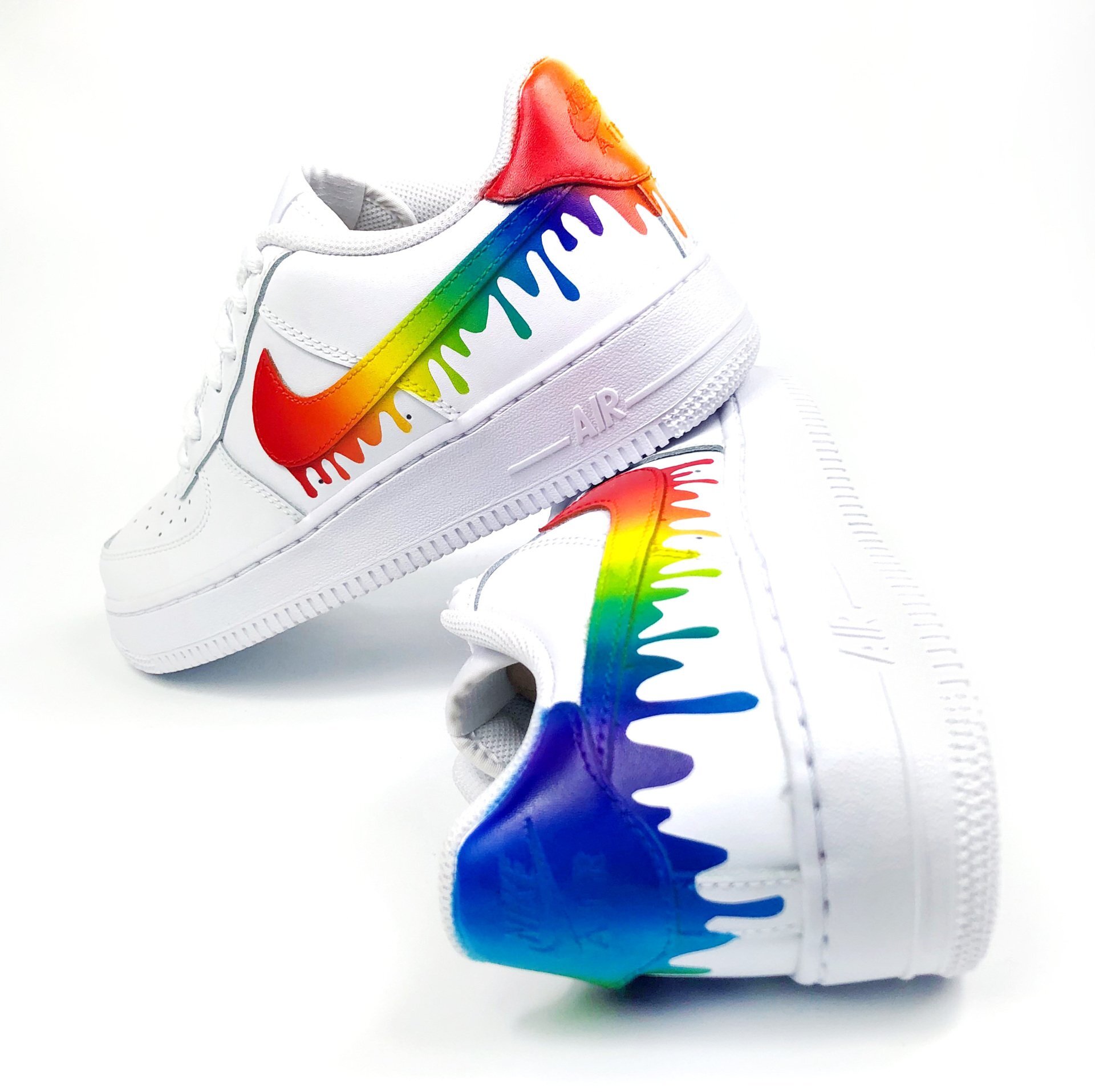 Customised Rainbow Dripping Swoosh