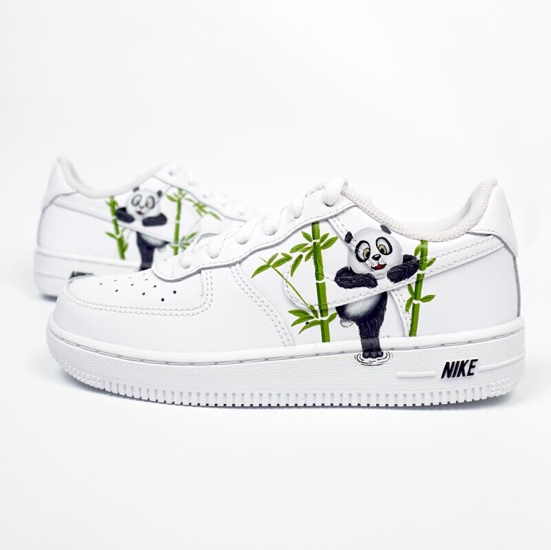Custom Painted Panda Air Force 1 - Kids