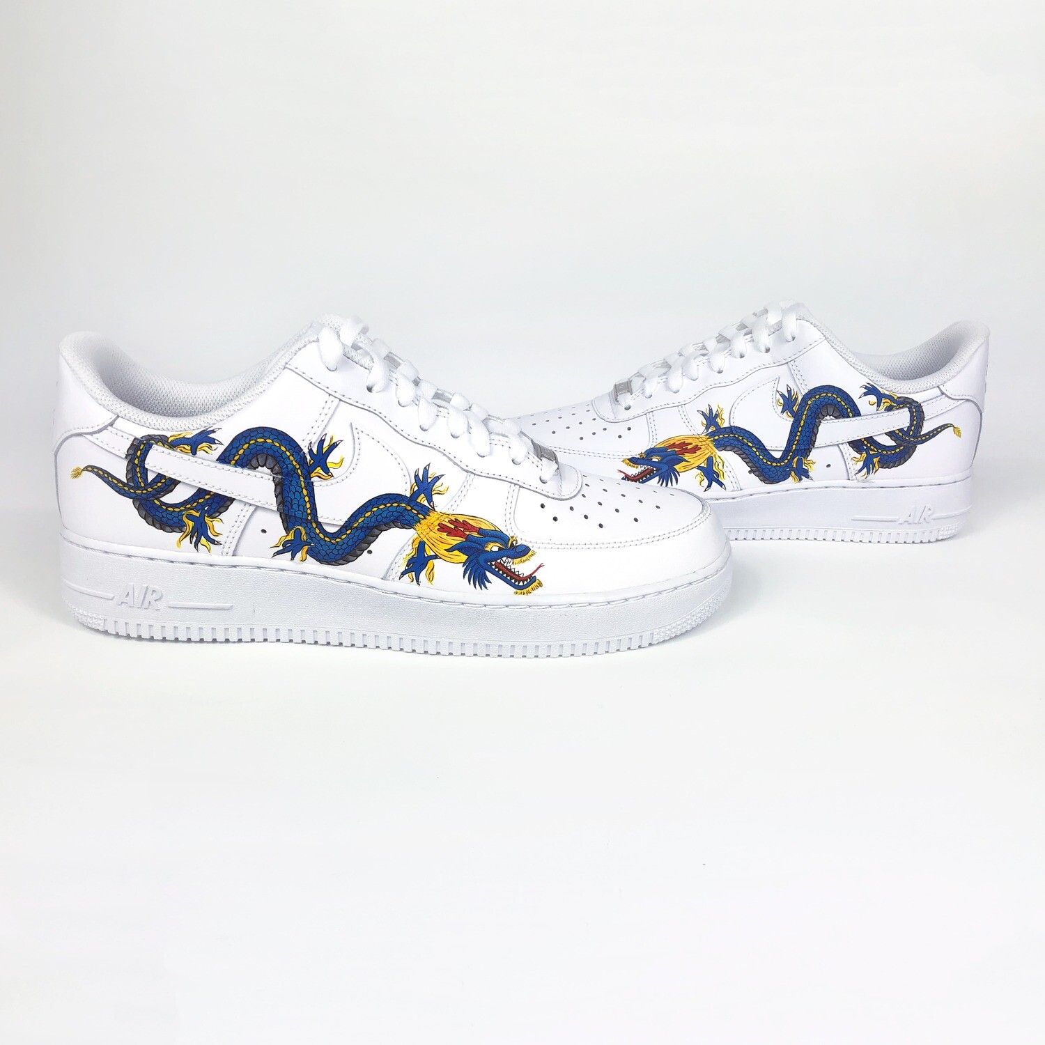 Hand Painted Swoosh Intwined Dragon