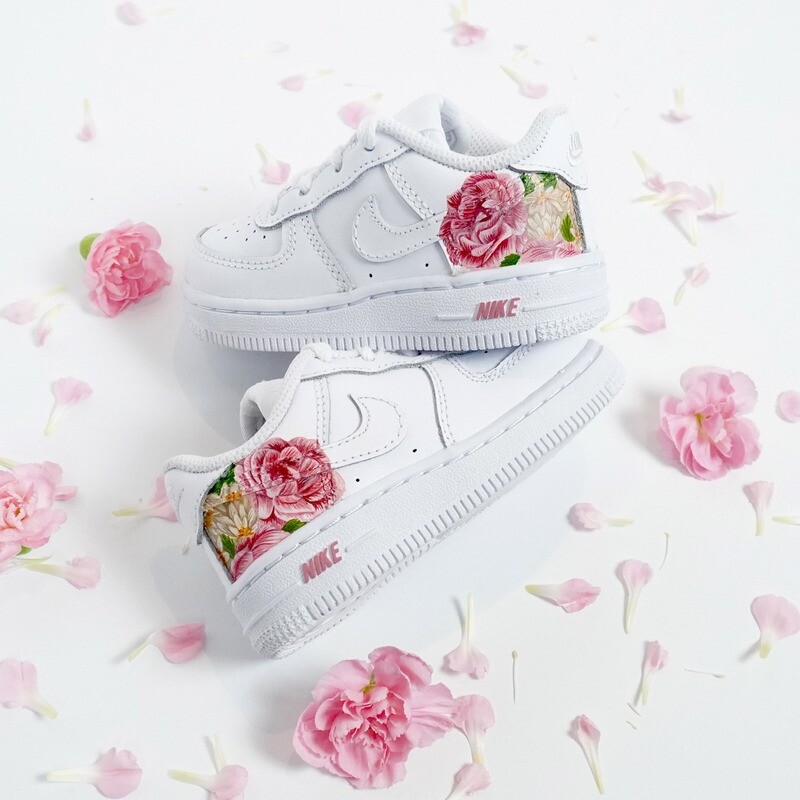 Pastel Floral Painted Air Force 1 - Kids