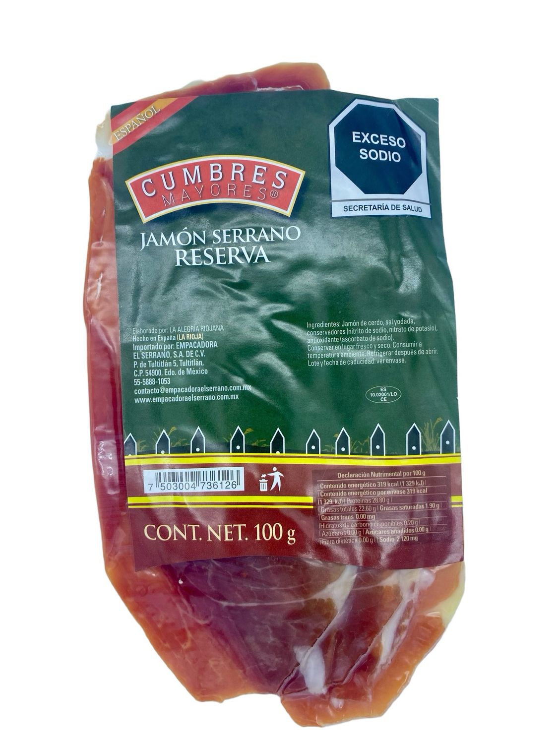 Jamón Serrano Cumbres Mayores 100gr