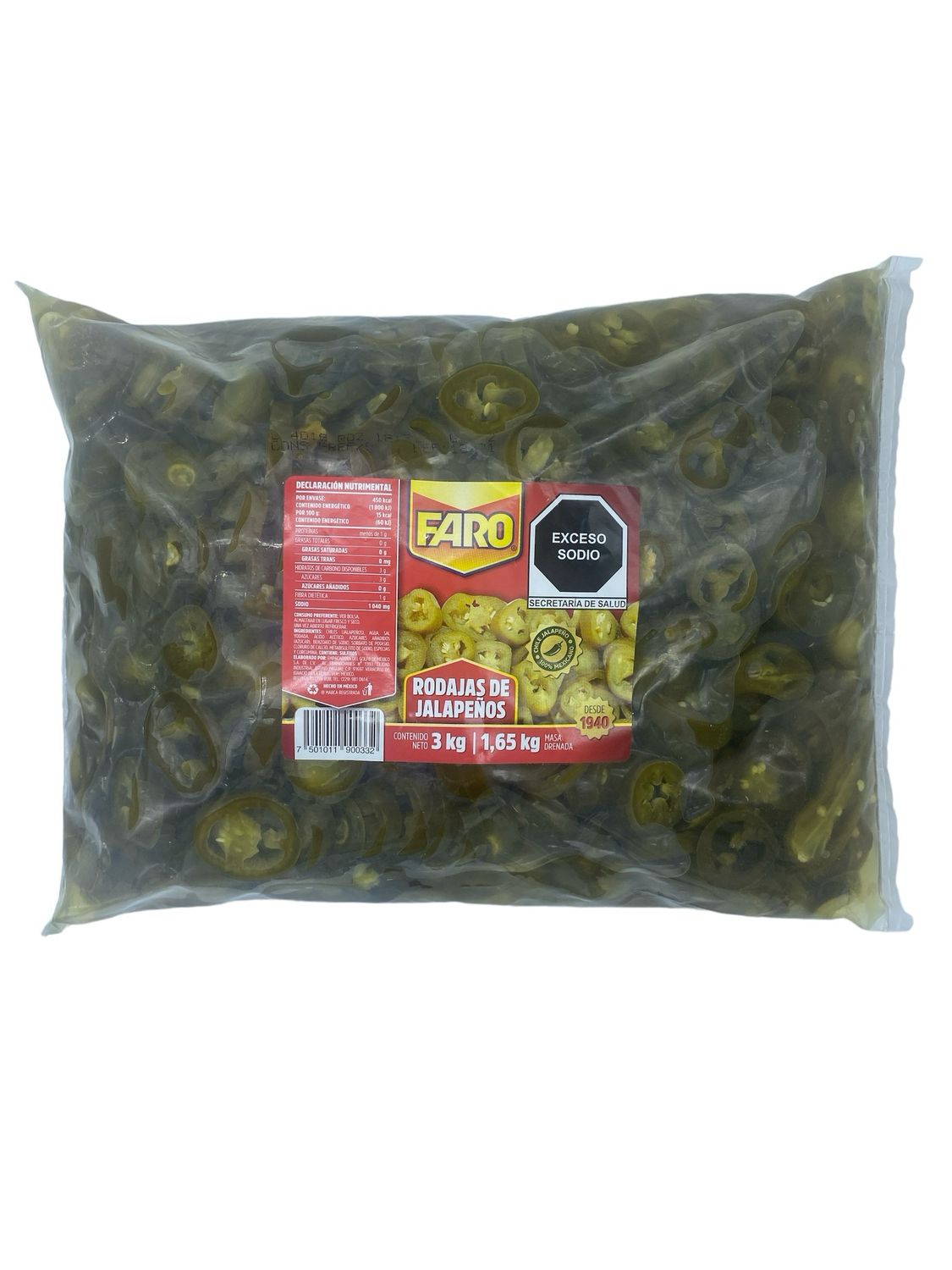 Rodajas de Jalapeños Faro 3kg