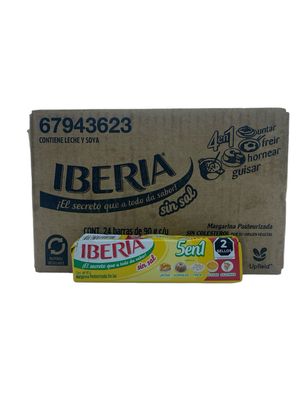 Margarina Iberia sin sal Caja de 90gr c/24 pzas