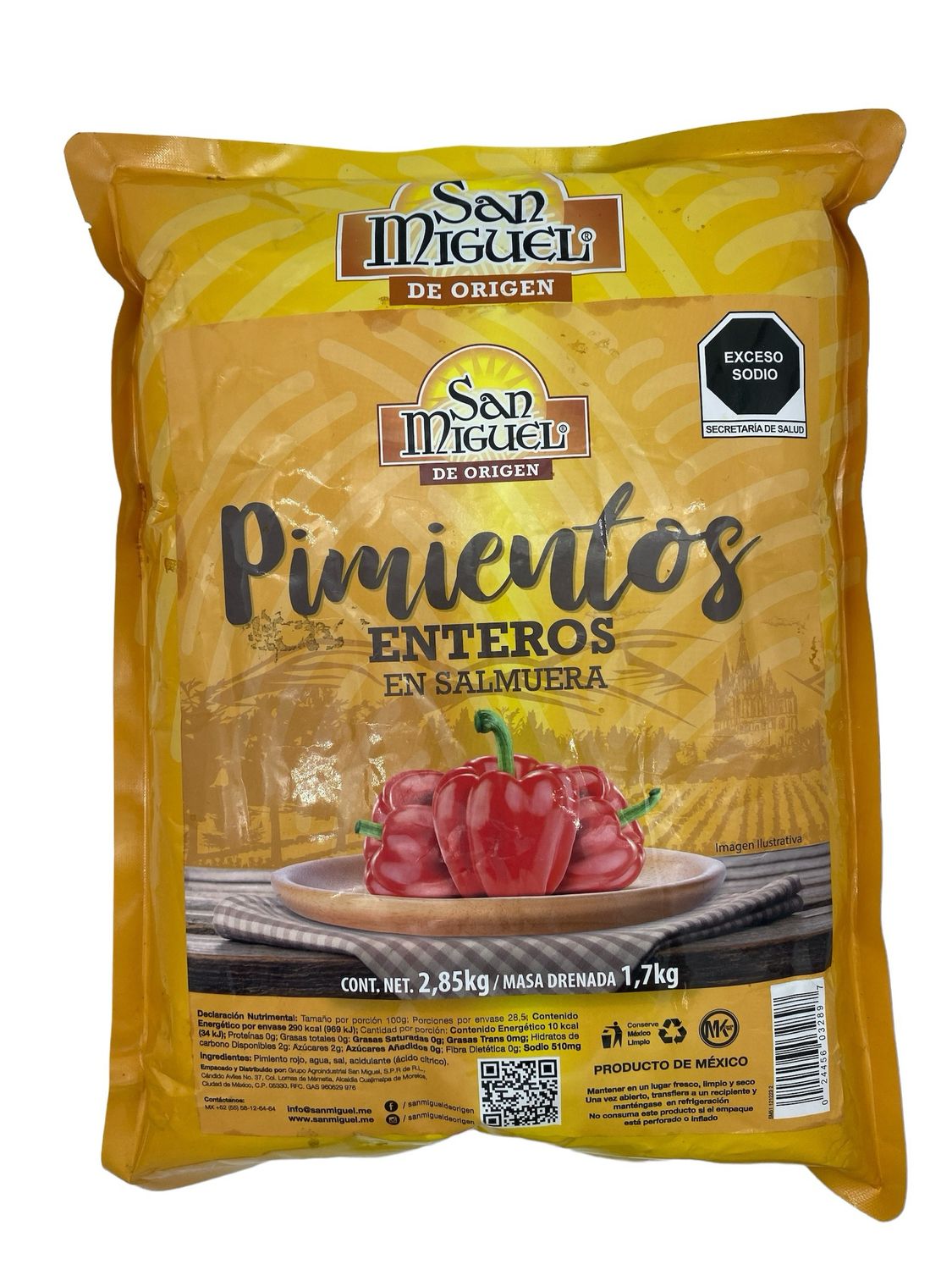 Pimientos Enteros en Salmuera Pouch 2.85Kg