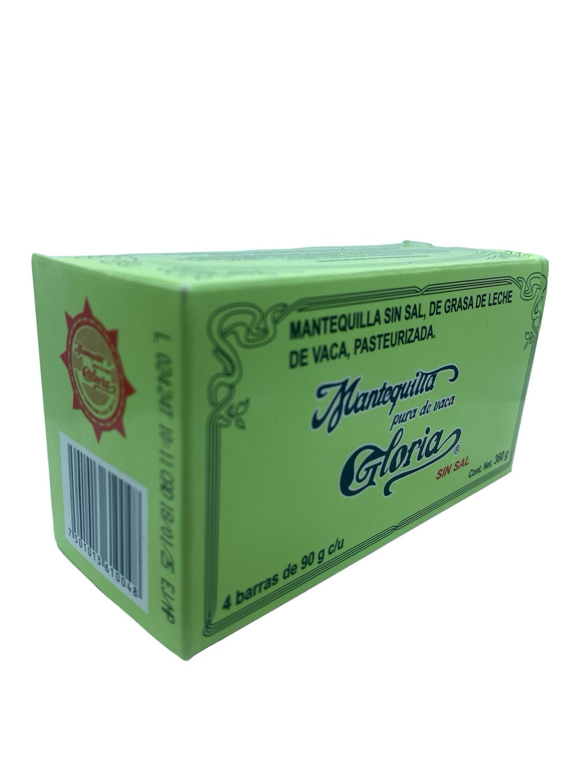 Mantequilla Gloria Sin Sal 360 gr con 4 barras de 90gr c/u