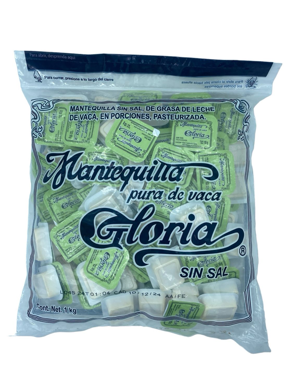 Mantequilla Gloria Sin Sal Porcionada Blíster 100/10gr
