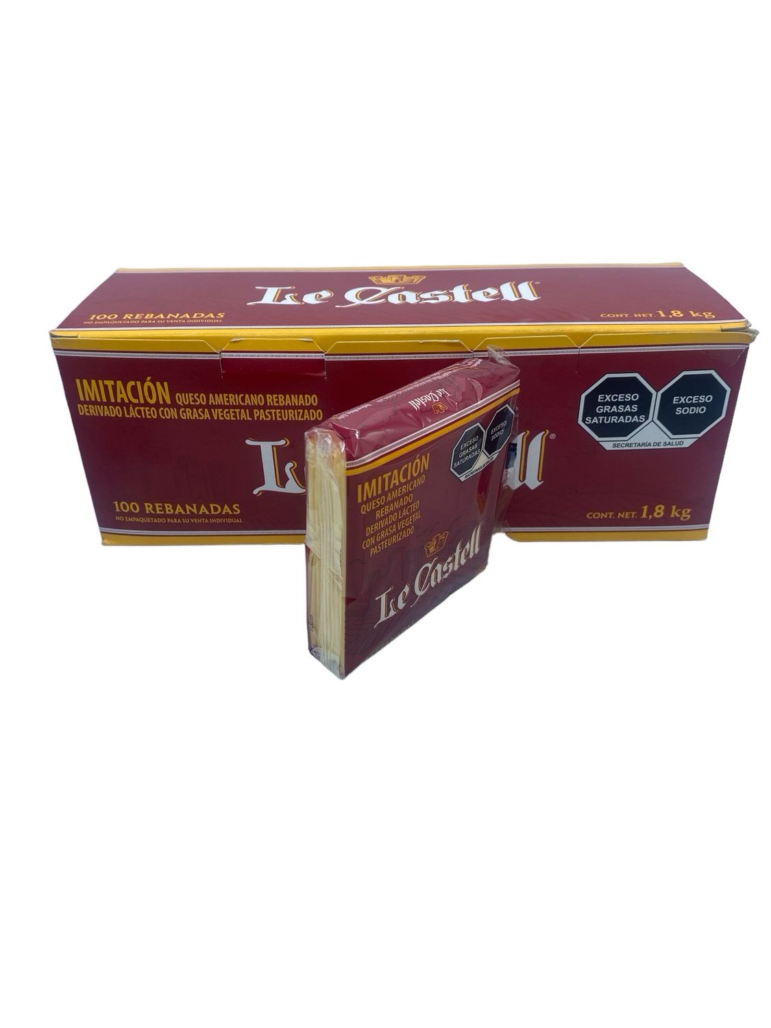 Queso Amarillo Rebanado Le Castell 100 reb. 1.8 Kg