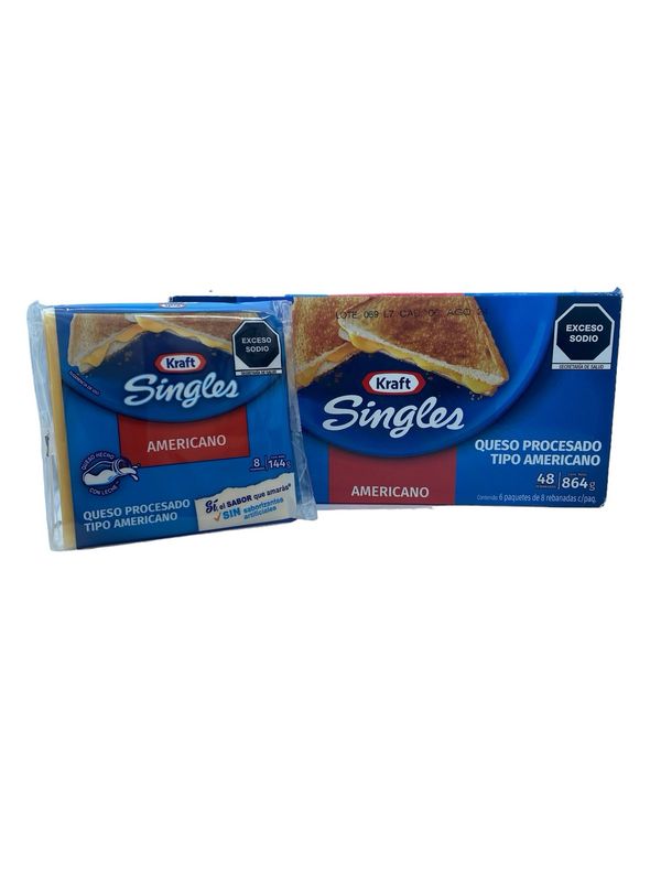 Queso Amarillo Americano Singles 48 rebanadas 864 gr