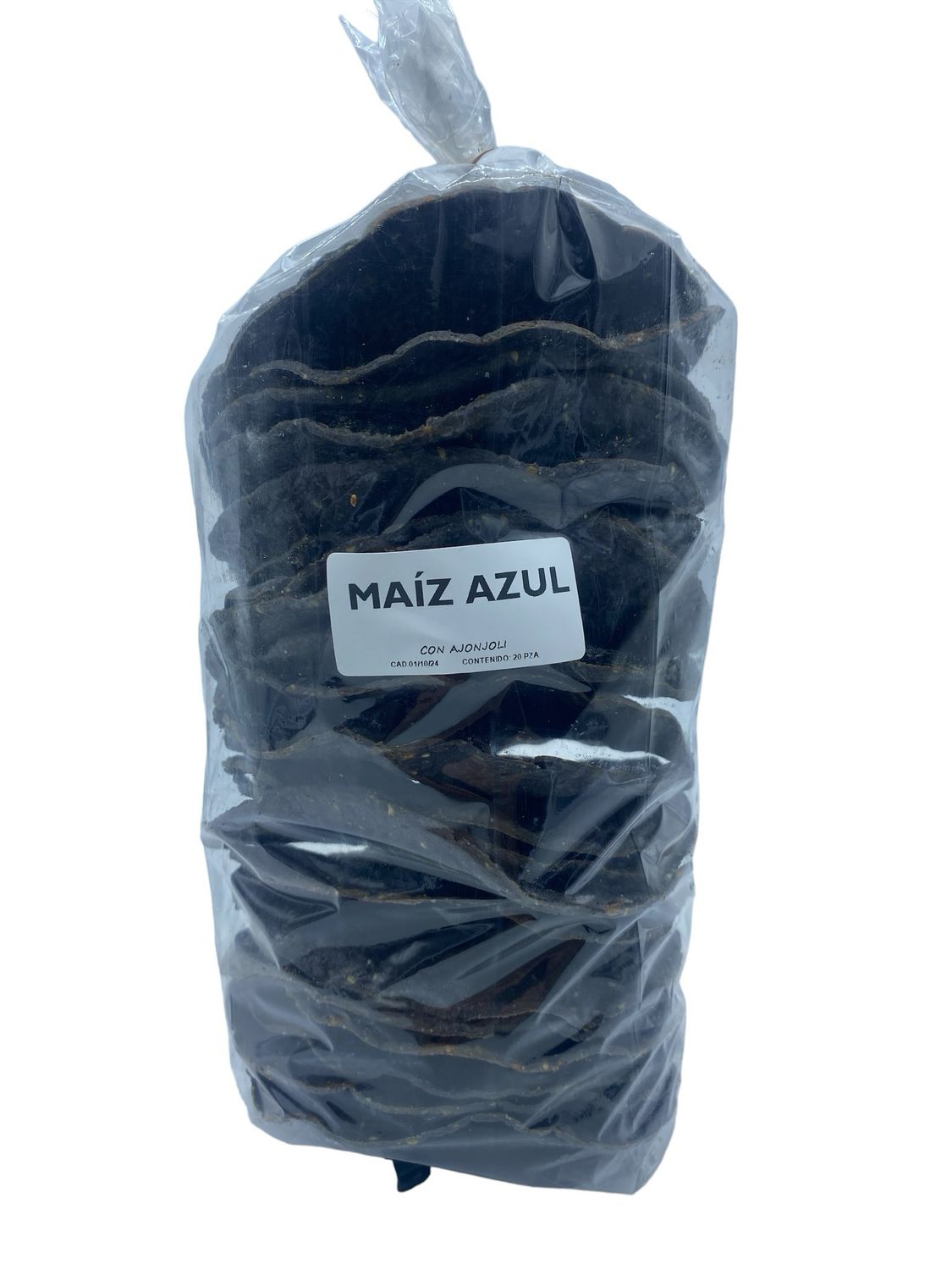 Tostada de Maíz Azul Artesanal con 20 pzas