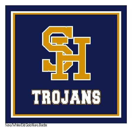 Navy Trojan Custom Knit Blanket