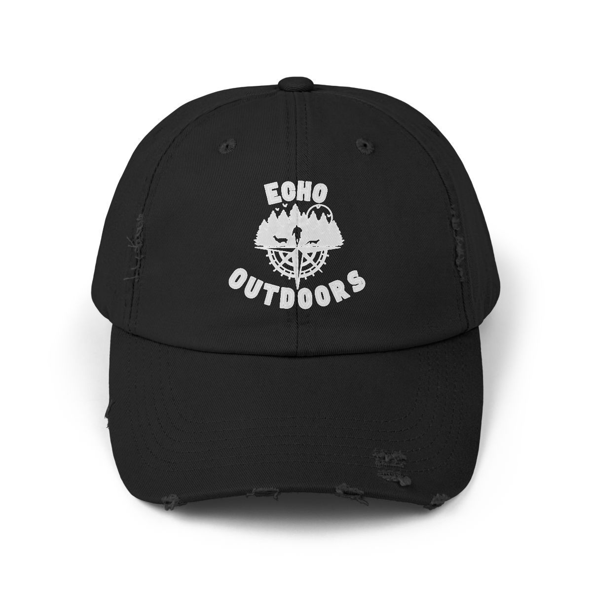 Echo Outdoors Distressed Cap, Colors: Black, Size: One size