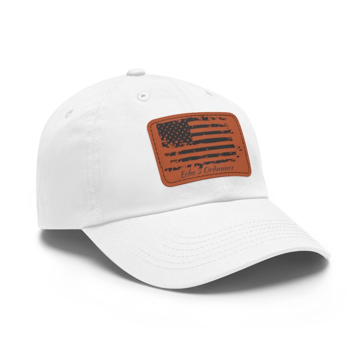 Echo 3 Ordnance Flag Hat, Colors: White / Light Brown patch, Patch shape: Rectangle, Sizes: One size