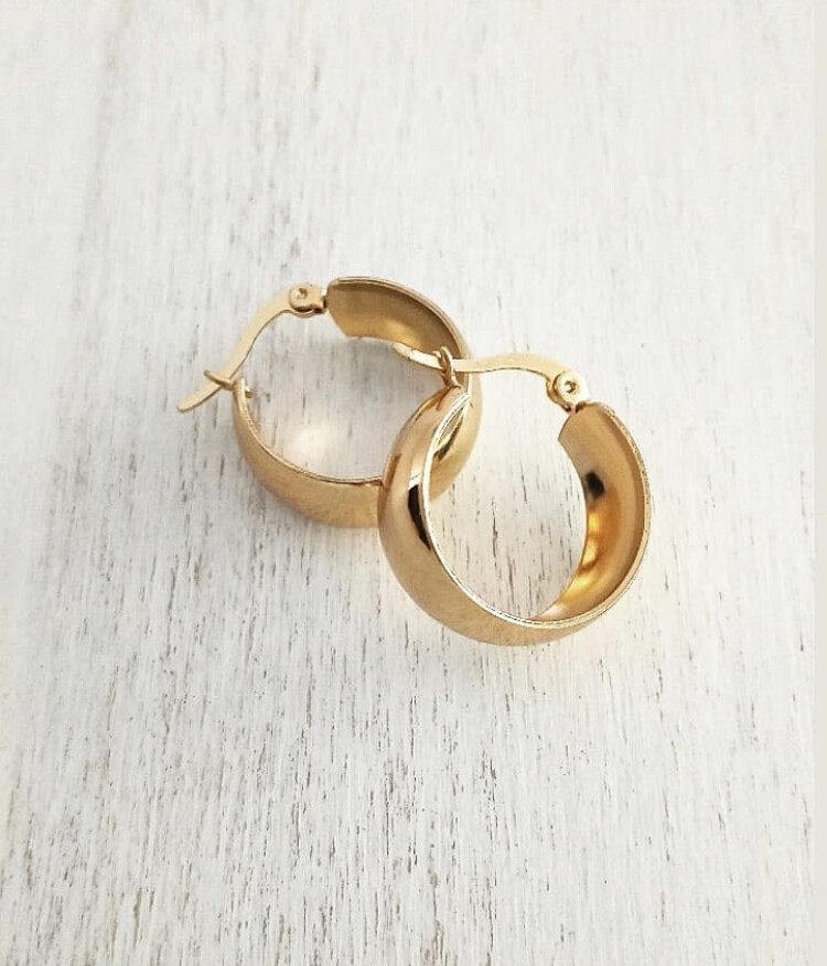 Aros cubanos acero dorado