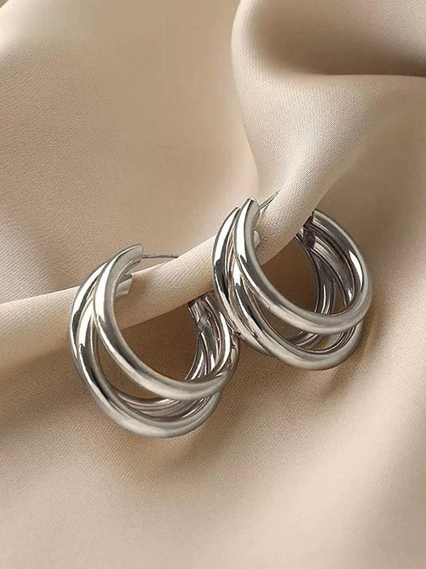 Aros triples acero plateado