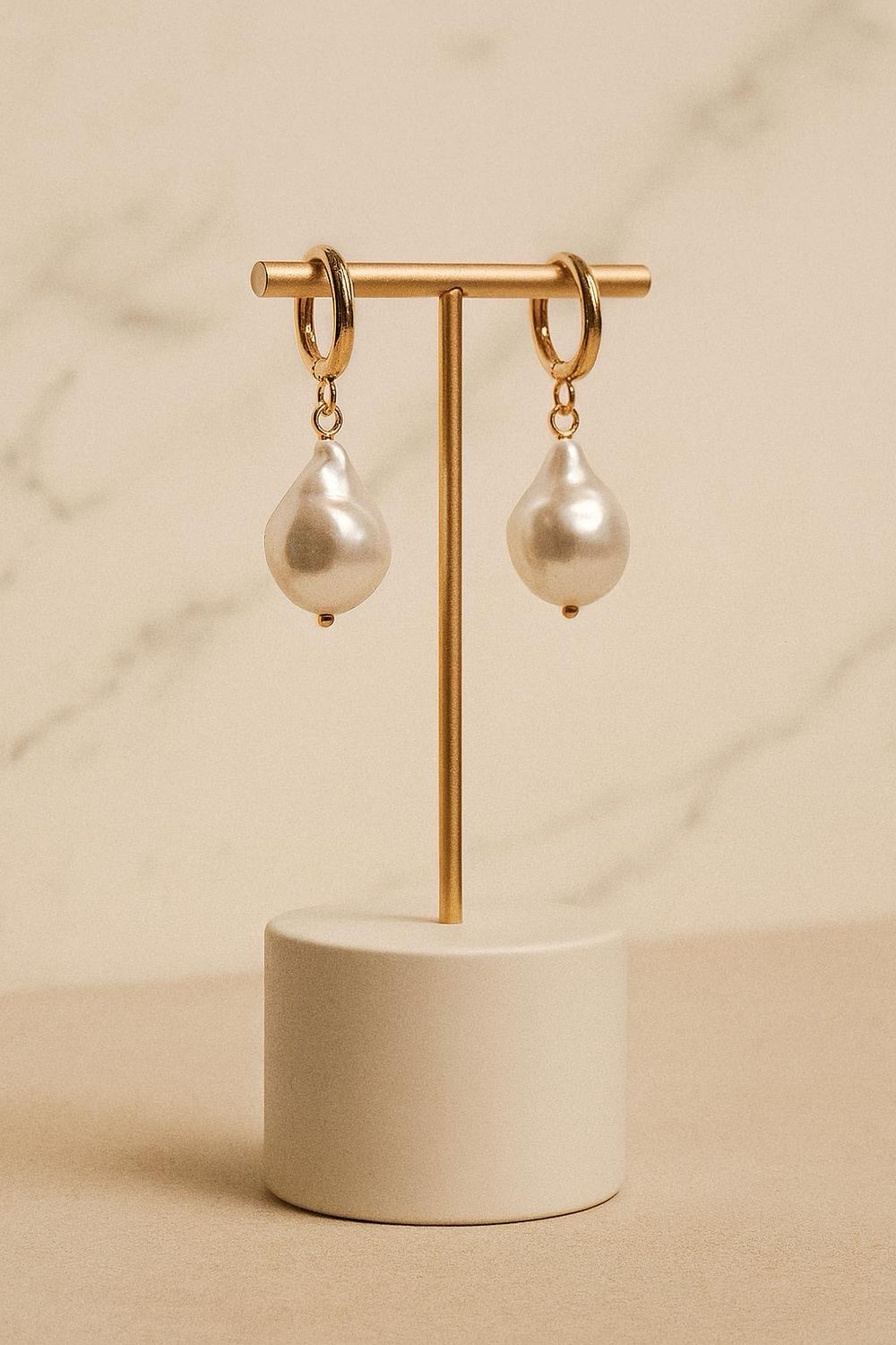 Aros perla dorado