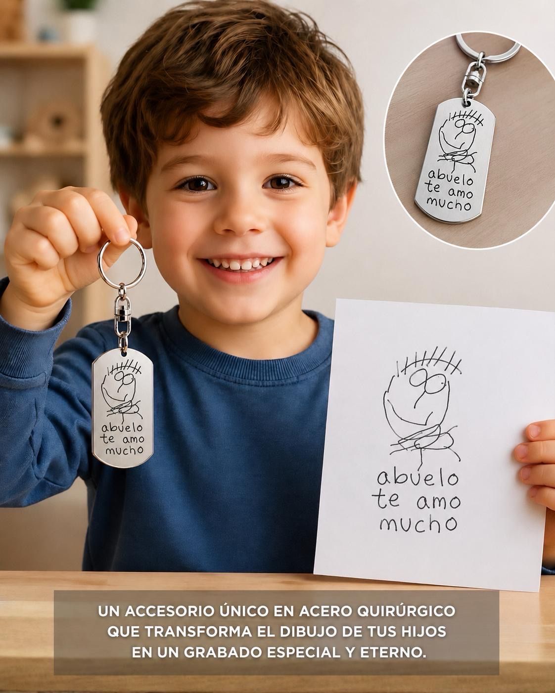 Llavero con texto/dibujo de niñ@
