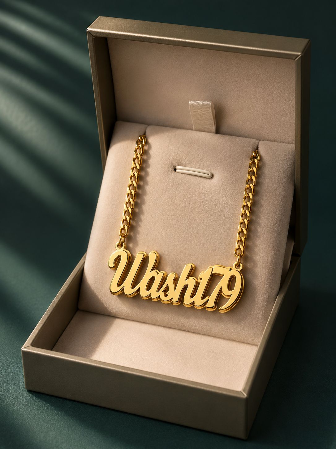 Collar doble fondo con nombre bañado oro 18K