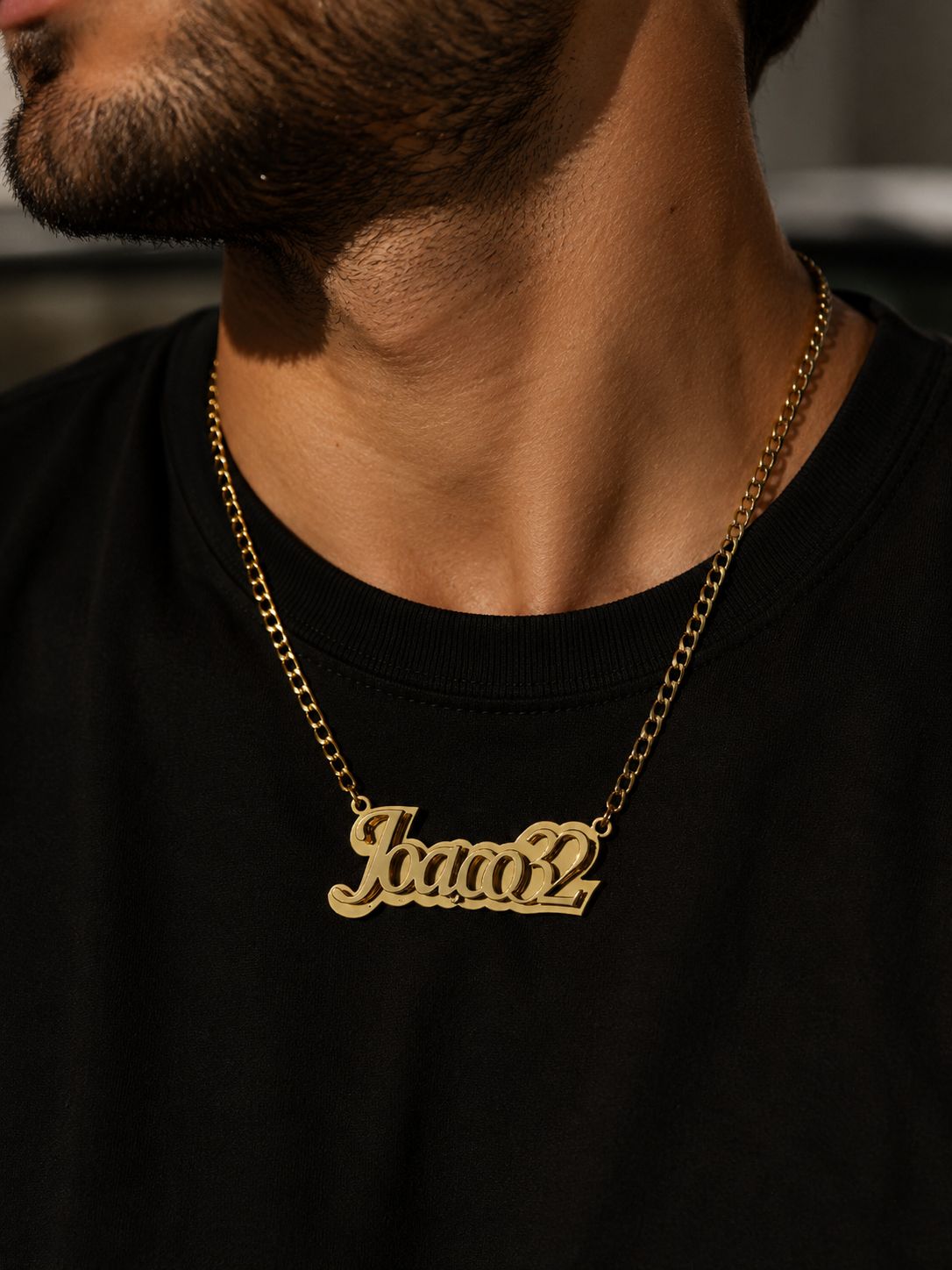 Collar doble fondo con nombre bañado oro 18K