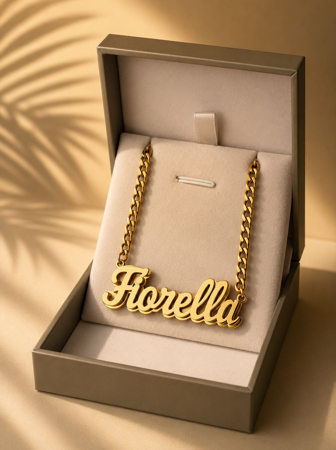 Collar doble fondo con nombre bañado oro 18K